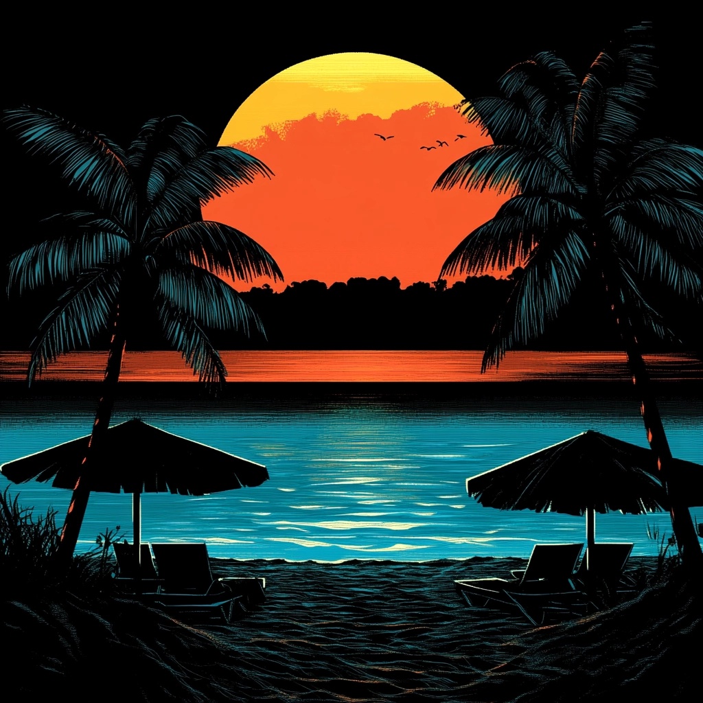 Tropical Sunset Silhouette