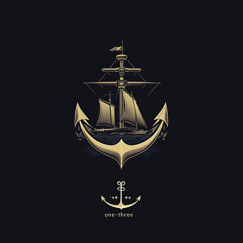 Fisher One-Three golden anchor emblem